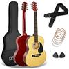 3rd Avenue Pacchetto con chitarra acustica 3rd Avenue di dimensioni standard 4/4 livello beginner, corde in acciaio, custodia da trasporto, plettri e corde di riserva - Naturale