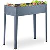 Relaxdays Aiuola Rialzata, 80 x 86 x 40,5 cm, Orto per Balcone, Giardino e Terrazza, per Piantare Verdure e Erbe, Grigio
