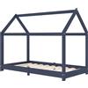 vidaXL Struttura letto per bambini in pino massiccio grigio 80 x 160 cm