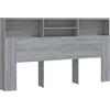 vidaXL Testiera con ripiani Grigio Sonoma 180x19x103,5 cm
