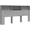 vidaXL Testiera con ripiani Grigio Sonoma 200x19x103,5 cm