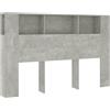 vidaXL Testiera con ripiani Grigio cemento 160x18,5x104,5 cm