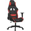 vidaXL Sedia da gaming vidaXL con funzione massaggio e poggiapiedi, tessuto nero e rosso