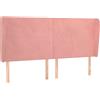 vidaXL Testiera con orecchie Rosa 203x23x118/128 cm Velluto