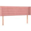 vidaXL Testiera con orecchie Rosa 147x16x78/88 cm Velluto