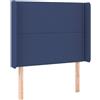 vidaXL Testiera con orecchie blu 93x16x118/128 cm Tessuto