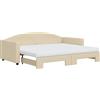 vidaXL Lettino allungabile con materassi crema 90x200 cm in tessuto