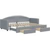 vidaXL Divano letto estraibile con cassetti Grigio chiaro 80x200 cm Tessuto