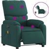 vidaXL Sedia da massaggio elettrica in tessuto verde scuro