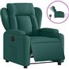 vidaXL Poltrona relax elettrica in tessuto verde scuro