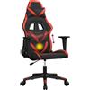 vidaXL Sedia da gaming vidaXL con funzione massaggio, in Pelle finta nera e rossa