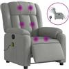 vidaXL Sedia da massaggio elettrica in tessuto grigio chiaro