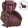 vidaXL Poltrona per massaggi con ausilio per la posizione eretta, elettrica, in Pelle finta marrone