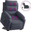 vidaXL Poltrona per massaggi con ausilio per la posizione eretta elettrica in velluto grigio scuro