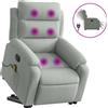 vidaXL Poltrona per massaggi con ausilio per la posizione eretta, elettrica, in velluto grigio chiaro