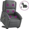 vidaXL Poltrona per massaggi con ausilio per la posizione eretta elettrica in Pelle finta grigia