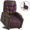 vidaXL Poltrona per massaggi con ausilio per l'assistenza in piedi in Pelle finta marrone