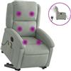 vidaXL Poltrona per massaggi con ausilio per la posizione eretta, elettrica, in velluto grigio chiaro