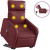 vidaXL Poltrona massaggiante con ausilio per la posizione eretta, elettrica, in Pelle finta rosso vino
