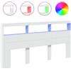 vidaXL Testata LED con ripiani bianco 200x17x102 cm