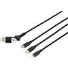 Renkforce Cavo di ricarica USB Renkforce USB 2.0 spina USB-A, spina USB-C®, spina USB-Micro-B, spina Apple Lightning, spina USB-C® 3,00 m Alcantara nero (US203/3M)