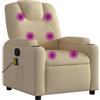vidaXL Massage recliner in tessuto color crema