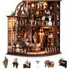 Besserite Kit Libreria Miniatura - Book Nook con 339 Pezzi, Puzzle 3D Legno Libreria a 2 Piani, Casa Bambole Miniatura con Luce, Diorama Vintage per Decorazione Libreria, Regalo Creativo per Adulti