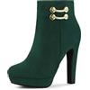 Allegra K - Stivaletti da donna con punta arrotondata, tacco alto e plateau, Verde (Lyndee), 38 EU