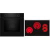 Neff Set BX18B composto da forno da incasso con CircoTherm, 60 x 60 cm, Nero, N 30 e T18SDH9L0, piano cottura elettrico, 80 cm, Nero, con telaio sospeso, N 70