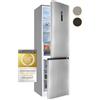 Exquisit KGC350-105-NF-040C inoxlook | Volume 347 L | Frigorifero congelatore senza gelo | Arresto della porta sostituibile | Frigorifero congelatore freestanding