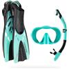 CRESSI Musa Explorer Set Aqua Green L/XL - Set Maschera, Pinne, Snorkel per Adulti, Verde Acqua L/XL