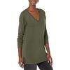 Amazon Essentials Maglione A Tunica Leggero A Maniche Lunghe Con Scollo A v (Disponibile In Taglie Forti) Donna, Verde Oliva Scuro, L