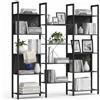 Relaxdays Libreria Industrial, 14 Ripiani, Legno e Metallo, scaffale per Soggiorno, Ufficio, HBT