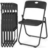 Asdsed Sedie Pieghevoli di Plastica con Robusto Telaio in Acciaio, Portata Fino a 160 kg, Sedia Pieghevole per Soggiorno, Esterno, Campeggio, Balcone, Cucina, Ufficio, Set di 6, Nero