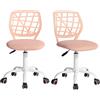 FurnitureR Set di 2 sedie da ufficio regolabili in altezza, girevoli in tessuto, ergonomiche, senza braccioli, per sala studio, rosa chiaro