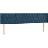 vidaXL Testiera ad Orecchio Blu Scuro 203x16x78/88 cm in Velluto