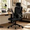 WXJHL Sedia da Ufficio Ergonomica con Supporto Lombare Adattivo, Poggiatesta Regolabile e Braccioli Ribaltabili, Sedia Scrivania in Rete per Home Office, Studio, Computer e Gaming, Nera