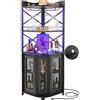 Aheaplus Armadietto angolare da bar con presa di corrente, armadietto industriale per vino con striscia LED e supporto per vetro, armadietto per liquori a 5 ripiani, per casa, vetrine angolari per