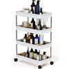 CTXGSOQ Carrello Portaoggetti a 4 Livelli, Carrello da Cucina, Carrellino Cucina Salvaspazio a 4 Ruote, Scaffale per Cucina Bagno Ufficio Biblioteca Salone, Scaffale alto e Stretto 40x22.5x86cm Bianco