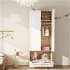 Moimhear Armadio da stiro per gatti, 80 x 50 x 200 cm, pannelli laccati + truciolato, manici in ceramica colorata, bianco + legno naturale, per camera da letto (1)