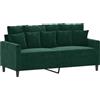 vidaXL Divano a 2 Posti Verde Scuro 140 cm in Velluto