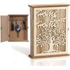 Tianher Portachiavi Da Parete, Cassetta Porta Chiavi Da Muro Per Casa Cassetta Portachiavi In Legno Con 6 Gancio Con Albero Della Vita Per Ingresso Corridoio Ufficio (26 * 20 * 6cm)