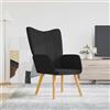 Générique Poltrona Relax Nero Tessuto con Schiuma Imbottita, Telaio in Acciaio e Piedi in Legno, Design Chic ed Elegante, Comfort Ottimale, Carico Max 110 kg.