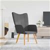 Générique Sedia Relax Grigio Scuro in Tessuto Morbido, Poltrona Design Moderno con Schiuma Imbottita, Telaio Acciaio e Piedi Legno, Stabile e Durevole, Carico Max 110 kg.