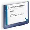 Durable 486107 Click Sign, Targa Fuori Porta in ABS, Sportellino Apribile con Tasto, Installazione con Viti o Biadesivo, 149x105,5 mm, Blu