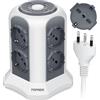 TOPREK Multipresa Verticale con 8 Prese e 4 USB, 2M Cavo, 1 Interruttore