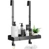 Pickpiff Mensoladoccia senza foratura, supporto per shampoo e cestello, da appendere, per bagno, organizer con 4 ganci, 31,2 x 10,5 cm