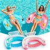 SOLAVERO 2 Pezzi Sedia Gonfiabile Piscina, 119 x 86 cm Amaca Galleggiante con Portabicchieri & Maniglia, Sedie Sdraio Gonfiabile Estate per Rilassarsi, Leggere e Feste in Piscina (Blu + Rosa)