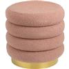 Baroni Home Pouf Poggiapiedi in Sherpa a Forma di Macaron, Sgabello Imbottito Resistente per Interno per Camera da Letto, Soggiorno, 41x38x38 cm, Rosa