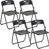 Baroni Home Set da 4 Sedie Pieghevoli con Struttura in Acciaio e PVC, Seduta Salvaspazio Richiudibile con Piedini e Maniglia, da Viaggio, Cucina, Soggiorno, Camera da Letto, 74x43x49 cm, Nero